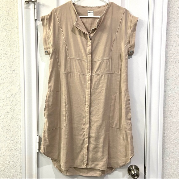 AMS PURE khaki Dolman Sleeve Button Down Dress - Picture 2 of 11